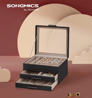 SONGMICS Jewelry Box 3-Layer with 2 Drawers Graphite Black JBC239BK