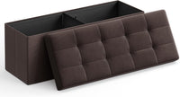 SONGMICS 109cm Folding Storage Ottoman Bench with Storage Space Brown