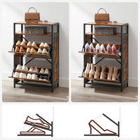 VASAGLE Shoe Cabinet with 2 Compartments Hallway for 8-12 Pairs of Shoes LBS800B01