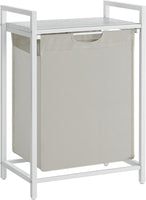 VASAGLE Laundry Hamper with Shelf and Pull-Out Bag 65L White BLH101W01