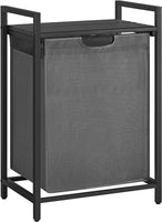 VASAGLE Laundry Hamper with Shelf and Pull-Out Bag 65L Black and Gray BLH101G01