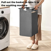 VASAGLE Laundry Hamper with Shelf and Pull-Out Bag 3 x 38L Black and Gray BLH301G01