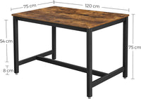VASAGLE Dining Kitchen Table Metal Frame Rustic Brown and Black