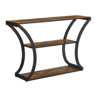 VASAGLE Console Table with Curved Frames with 2 Open Shelves Rustic Brown and Black