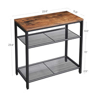 VASAGLE INDESTIC Side Table 3-Tier End Table with Mesh Shelves Industrial Design Rustic Brown