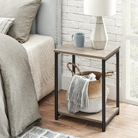 VASAGLE End Tables Set of 2 with Storage Shelf Steel Frame Greige and Black LET272B02