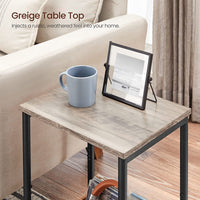 VASAGLE End Tables Set of 2 with Storage Shelf Steel Frame Greige and Black LET272B02