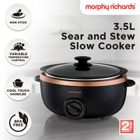 Morphy Richards 3.5l Sear & Stew Slow Cooker - Rose Gold