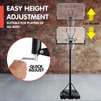 Height-Adjustable Basketball Portable Hoop for Kids and Adults
