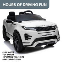 Land Rover Licensed Kids Electric Ride On Car Remote Control - White