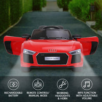 R8 Spyder Audi Licensed Kids Electric Ride On Car Remote Control - Red