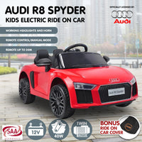 R8 Spyder Audi Licensed Kids Electric Ride On Car Remote Control - Red
