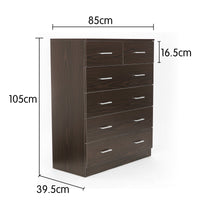 Sarantino Tallboy Dresser 6 Chest Of Drawers Cabinet 85 X 39.5 X 105 - Brown