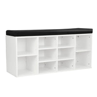Sarantino New 10 Pairs Shoe Cabinet Rack Storage Organiser Shelf Stool Bench Wood - White
