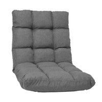 Sarantino Adjustable Floor Gaming Lounge Faux Linen Chair Sofa 100 X 50 X 12cm Dark Grey