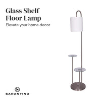 Sarantino Metal Floor Lamp with Glass Shelves