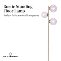 Sarantino 3-Light Gold Metal Floor Lamp with Glass Shades