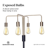 Sarantino Modern Exposed Bulb 4-Arm Industrial Light Floor Lamp