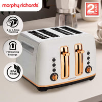 Morphy Richards Ascend Rose Gold 4-slice Toaster In Matte White