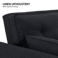 Sarantino 3 Seater Modular Linen Fabric Sofa Bed Couch Futon Suite - Black