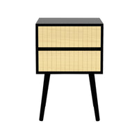 Sarantino Ivan Bedside Table Night Stand - Black/natural