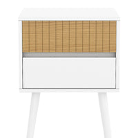 Sarantino Clio Bedside Table Night Stand - White/natural