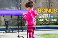 8ft Outdoor Trampoline Kids Children With Safety Enclosure Mat Pad Net Ladder Basketball Hoop Set - Purple