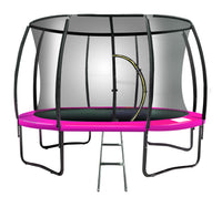 10ft Outdoor Trampoline With Safety Enclosure Pad Ladder Basketball Hoop Set Pink