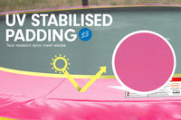 12ft Trampoline Free Ladder Spring Mat Net Safety Pad Cover Round Enclosure - Pink