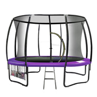 12ft Trampoline Free Ladder Spring Mat Net Safety Pad Cover Round Enclosure - Purple