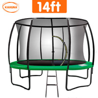 14ft Trampoline Free Ladder Spring Mat Net Safety Pad Cover Round Enclosure - Green