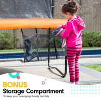 14ft Outdoor Trampoline Kids Children With Safety Enclosure Pad Mat Ladder Basketball Hoop Set - Orange