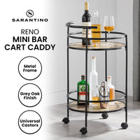 Sarantino Reno Mini Bar Cart Caddy - Grey Oak
