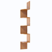 Sarantino 5 Tier Corner Wall Shelf Display Shelves Dvd Book Storag Rack Floating Mounted - Beech