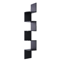 Sarantino 5 Tier Corner Wall Shelf Display Shelves Dvd Book Storage Rack Floating Mounted - Black