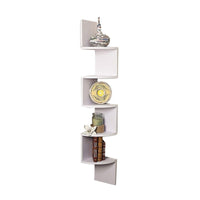 Sarantino 5 Tier Corner Wall Shelf Display Shelves Dvd Book Storag Rack Floating Mounted - White