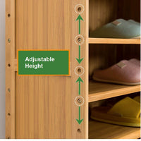 4 Doors 6 Tier with Drawer Bamboo Large Capacity Storage Hallway Shelf Shoe Rack Cabinet