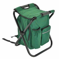 Portable Folding Backpack Chair Camping Stool Cooler Bag Rucksack Beach Fishing 150kg load Black