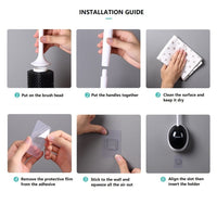 Ecoco Silicone Water Drop Toilet Brush Holder Set Wall-Mounted Cleaning Brush Tool Black