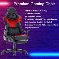 7 RGB Lights Bluetooth Speaker Gaming Chair Ergonomic Racing chair 165° Reclining Gaming Seat 4D Armrest Footrest Pink White