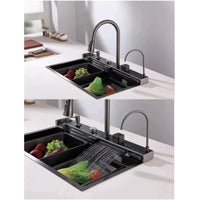 Integrated Waterfall Kitchen Sink Honeycomb Technology Large Digitial Display Stainless Steel Water Filter Cup Washer