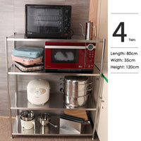 3 Tiers 80cm Height Stainless Steel Kitchen Microwave Oven Storage Rack Multilayer Organizer for Cookware