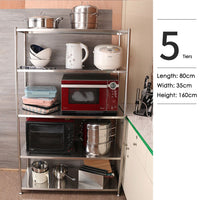 3 Tiers 80cm Height Stainless Steel Kitchen Microwave Oven Storage Rack Multilayer Organizer for Cookware