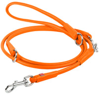 Waudog Orange Leather Round Adjustable Clip Leash W10MM-L183CM 