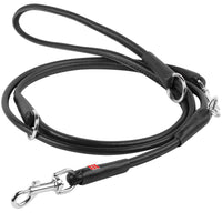 Waudog Leather Dog Clip Leash 10MM BLACK ADJUSTABLE 183CM