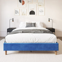 Velvet Blue Bed Frame- Queen