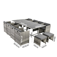 Bali 13PC Outdoor Dining Set-Grey