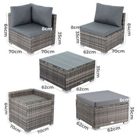 Large Modular Outdoor Ottoman Lounge Set in Black