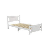Single Solid Pine Timber Bed Frame-White