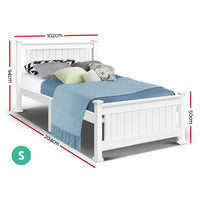 Single Solid Pine Timber Bed Frame-White
